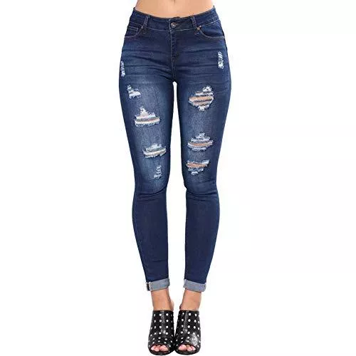 Uusollecy Jeans Uusollecy Damen Skinny Jeans Rissen Löcher Ankle Jeanshosen