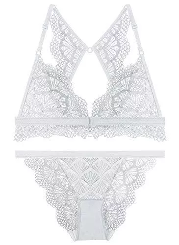 SHEKINI Unterwäsche & Dessous SHEKINI Push Up BH Set mit Verschluss vorne, Damen Ohne Bügel BH Set Spitze BH und Slip Abnehmbarer Bralette Panty Lingerie Unterwäsche Dessous Set mit Verstellbare Träger