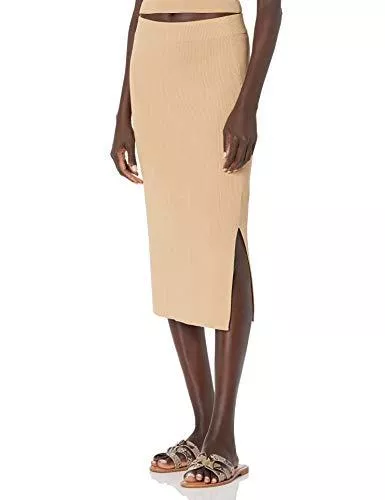 The Drop Röcke The Drop Vera Midi-Strickrock mit Seitenschlitz, schmale Passform, für Damen