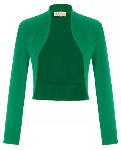 Belle Poque Strickjacken Damen Langarm Open Front Bolero Festlich Blazer Bolerojacke Schulterjacke Cardigan Top BP788