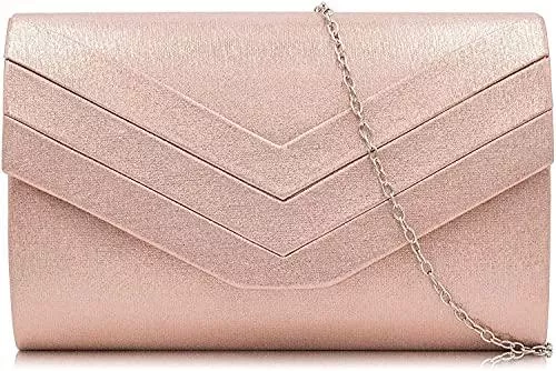 Milisente Taschen & Rucksäcke Milisente Damen Clutch, Handtasche Clutch Umschlag Crossbody schultertasche Clutch Tasche Abendtasche (Rose Gold)