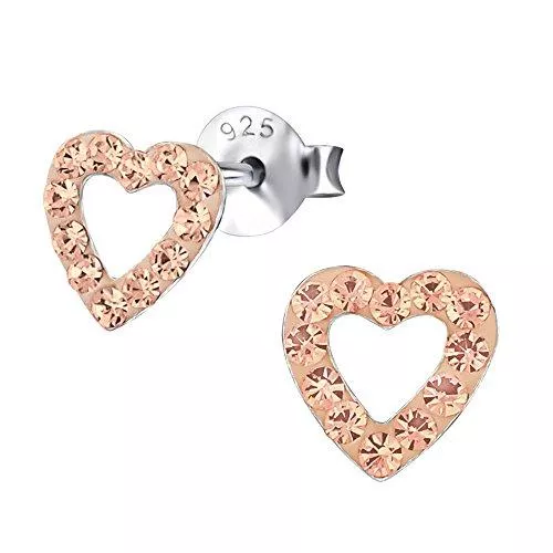 Laimons Schmuck Laimons Damen-Ohrstecker Damenschmuck Herz offen glanz Glitzer hell orange Sterling Silber 925