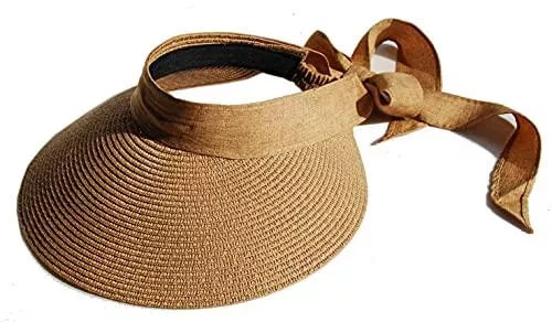 Cool4 Hüte & Mützen Cool4 Damen Stroh Visor mit Leinen Stirnband Sonnenhut Strand Schirm A57