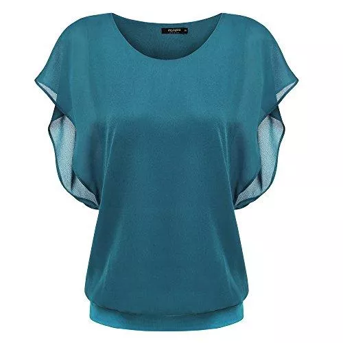 Zeagoo Kurzarmblusen Zeagoo Damen Fledermaus Batwing Chiffonbluse Tunika T-Shirt Top Bluse Kurzarm Rundkragen Sommer Casual Loose Fit