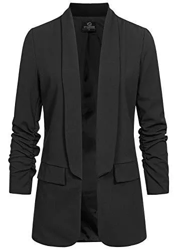 Styleboom Fashion® Blazer Styleboom Fashion® Damen 3/4 Arm Longform Blazer 2 Deko Taschen