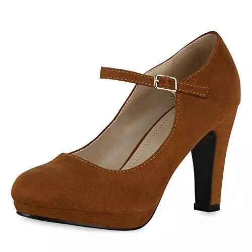 SCARPE VITA High Heels SCARPE VITA Damen Pumps Mary Janes mit Blockabsatz Plateau Vorne