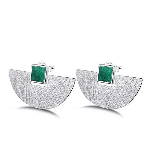 Springlight Schmuck Springlight S925 Sterling Silber Damen Ohrringe Minimalistischen Fächerförmig Ohrringe Ohrstecker Schmuck,Handgemachte Einzigartige Schmuck für Frauen und Mädchen