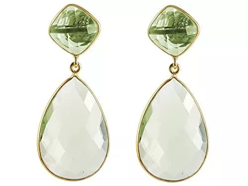 Gemshine Schmuck Gemshine Ohrringe mit grünen Prasiolith Quarz Tropfen Edelsteinen in 925 Silber hochwertig vergoldet. Nachhaltiger, qualitätsvoller Schmuck Made in Spain