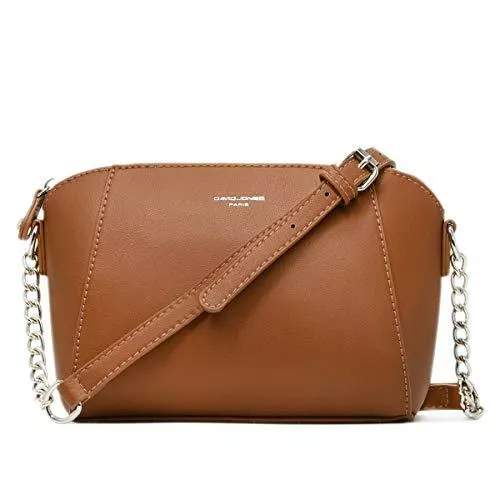 David Jones Taschen & Rucksäcke David Jones - Damen Kleine Umhängetasche - Frauen Schultertasche PU Leder Messenger Crossbody Bag - Kette Handtasche Abendtasche Clutch Pochette Citytasche Kettenhenkel Mode Elegante - Kamel Braun
