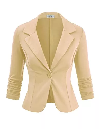 FASHION BOOMY Blazer FASHION BOOMY Damen Casual Arbeit Büro Blazer 3/4 Rüschen Ärmel Strickjacke Regular und Übergrößen
