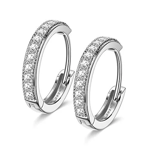 NINAMISS Schmuck NINAMISS Ohrringe Silber 925, Ohrringe Creolen mit Zirkonia, Geschenke für Frauen, Knorpel Ohrringe Damen/Männer, Kleine Creolen Silber 925 |Silber|Gold|Rosegold (15mm,12mm) Kommt Schmuck Box