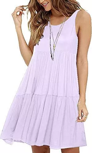 ABirdon Freizeit ABirdon Sommerkleider Damen Ärmellos Vestkleid Loose Kleider Strandkleid Rundhal