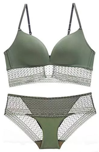 SHEKINI Unterwäsche & Dessous SHEKINI BH Set,Damen Spitzen Unterwäsche Set BH Ohne Bügel und Slip Transparente Bralette und Hipsters Nicht Abnehmbarer Bra Panty Dessous Sets mit Hakenverschluss und Verstellbare Träger