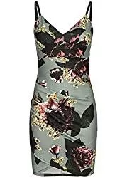 Styleboom Fashion® Cocktail Styleboom Fashion® Damen Kleid Adjustable Strap Mini Dress Flower Print Sommerkleid Cocktailkleid grau