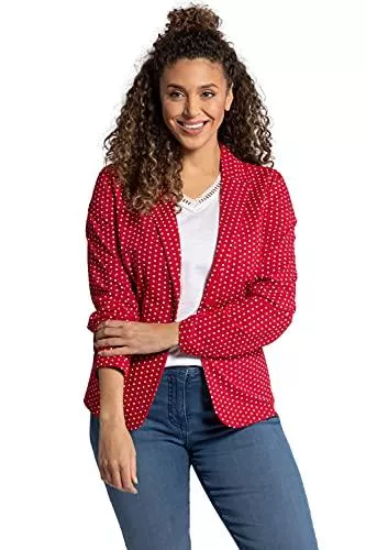 Ulla Popken Blazer Ulla Popken Damen große Größen Übergrößen Plus Size Jerseyblazer, Punkte, Reverskragen, Langarm 792448