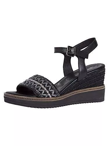 Tamaris Sandalen & Slides Tamaris 28243-001 Black (schwarz) - Elegante Sandale - Damenschuhe Sandalette/Sling, Schwarz, Leder/Synthetik