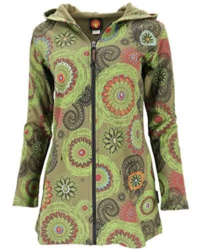 GURU SHOP Jacken GURU SHOP Lange Hippie Chic Jacke, Bestickte Jacke, Damen, Baumwolle, Boho Jacken, Westen Alternative Bekleidung