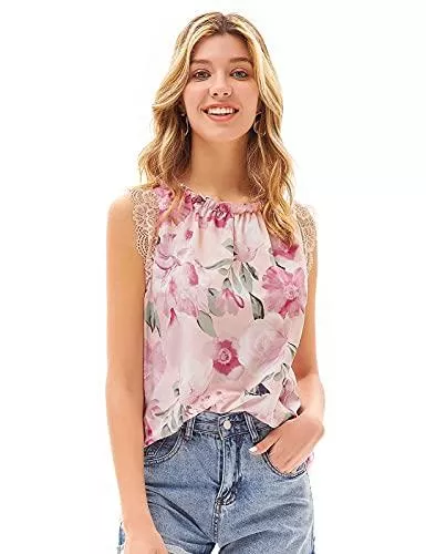 GRACE KARIN Ärmellose Blusen GRACE KARIN Damen Elegant Chiffon Bluse Rundhals Ärmellose Shirt Casual Sommer Tops Oberteile
