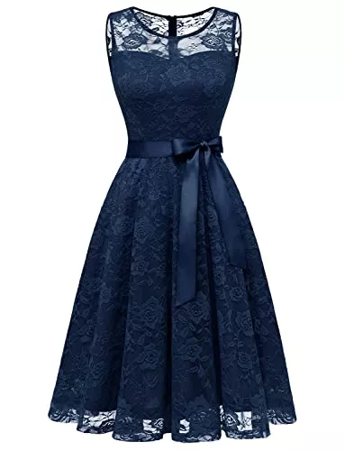 Dressystar Abendkleider Dressystar Abendkleid Ärmellos Kurz Brautjungfern Kleid Spitzen Rundhals Damen Kleider