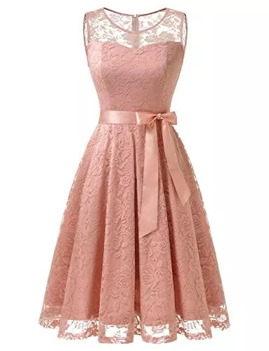 Dressystar Abendkleider Dressystar Abendkleid Ärmellos Kurz Brautjungfern Kleid Spitzen Rundhals Damen Kleider