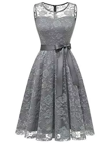 Dressystar Abendkleider Dressystar Abendkleid Ärmellos Kurz Brautjungfern Kleid Spitzen Rundhals Damen Kleider