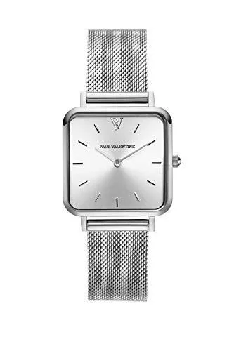 PAUL VALENTINE Uhren PAUL VALENTINE ® Damenuhr Glossyedge Uhr aus Edelstahl mit Mesh Armband Edle Damen Uhr mit japanischem Quarzwerk - Spritzwassergeschützt - Armbanduhr für Damen