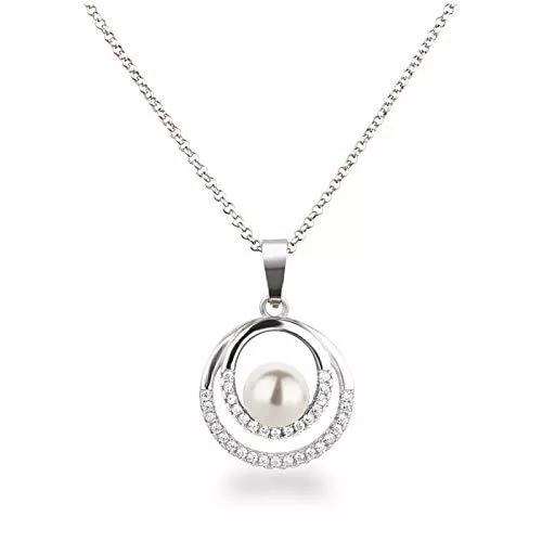Schöner-SD Schmuck Schöner-SD Silberkette Halskette mit Anhänger Perle 925 Silber