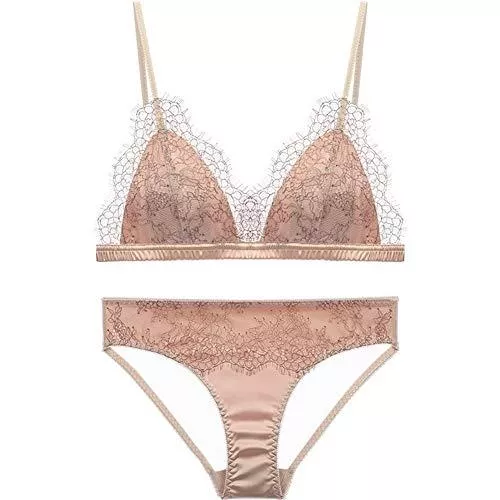 KKAAMYND Unterwäsche & Dessous KKAAMYND Bra Kurz-Sets Wireless-Bralette Frauen reizvolle Unterwäsche der Frauen BH-Spitzen-BH Dessous Push-up-BH-Set (Color : Pink, Cup Size : M)