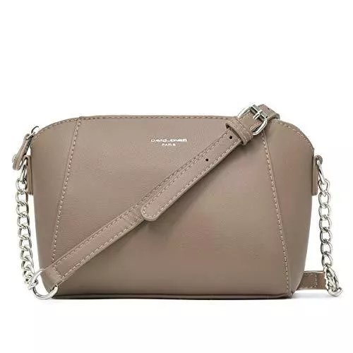 David Jones Taschen & Rucksäcke David Jones - Damen Kleine Umhängetasche - Frauen Schultertasche PU Leder Messenger Crossbody Bag - Kette Handtasche Abendtasche Clutch Pochette Citytasche Kettenhenkel Mode Elegante - Beige Taupe