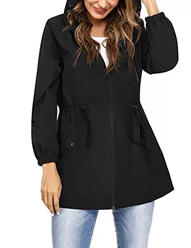 Irevial Jacken & Westen Irevial Damen Regenjacke Übergangsjacke mit Kapuze Sommerparka Jacke Wasserdicht Winddicht