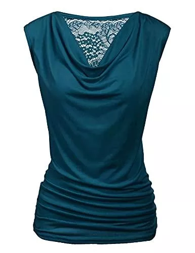 Pinspark Ärmellose Blusen Pinspark Elegante Oberteile Damen Falten Tops V-Ausschnitt Kurzarm Bluse Sommer Stretch Tunika