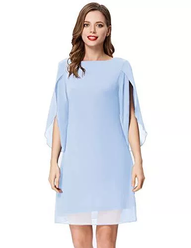 GRACE KARIN Cocktail GRACE KARIN Damen Chiffon Sommer Kleid Kurzarm Loose Elegant Abend Cocktailkleid CL11125