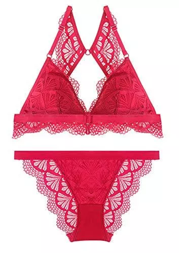 SHEKINI Unterwäsche & Dessous SHEKINI Push Up BH Set mit Verschluss vorne, Damen Ohne Bügel BH Set Spitze BH und Slip Abnehmbarer Bralette Panty Lingerie Unterwäsche Dessous Set mit Verstellbare Träger