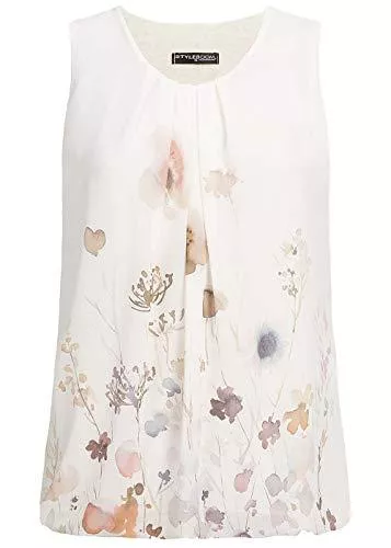 Styleboom Fashion® Ärmellose Blusen Styleboom Fashion® Damen Shirt Chiffon Top Lace Backside Bluse weiß