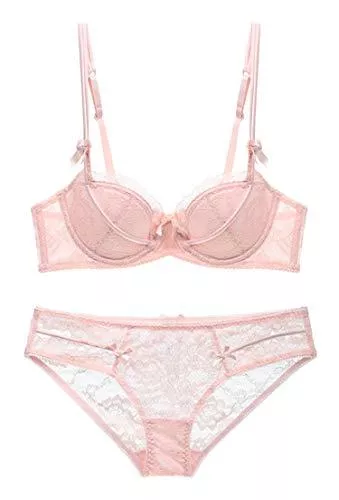SHEKINI Unterwäsche & Dessous SHEKINI Damen Bügel BH Set Push Up Spitze BH und Transparente Slip Nicht Gepolstert Bra Glatter Panty Lingerie Unterwäsche mit Hakenverschluss und Verstellbare Träger