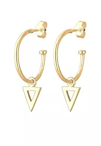 Elli Schmuck Elli Ohrringe Damen Creole Dreieck Geo Trend in 925 Sterling Silber vergoldet