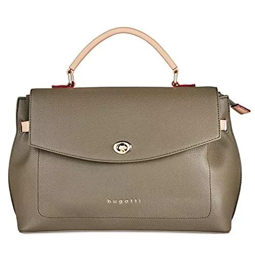 Bugatti Taschen & Rucksäcke Bugatti Ella Stadttasche - Kunstleder Tasche, Damenhandtasche Schultertasche – Olive