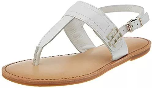 Tommy Hilfiger Sandalen & Slides Tommy Hilfiger Damen Hardware Th Flat Leather Flache Sandale
