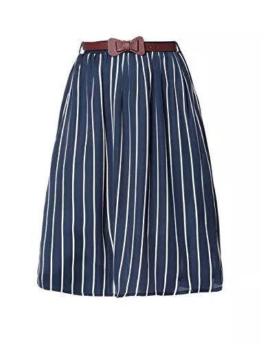 Allegra K Röcke Allegra K Damen A Linie Elastisch Knopfleiste Streifen Midirock Rock