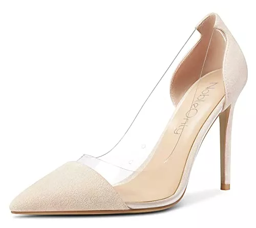 NobleOnly High Heels NobleOnly Damen Transparent High Heels Pumps Spitze Zehe Stilettos 10CM Heel