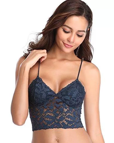 DotVol Unterwäsche & Dessous DotVol Damen Vorne Verschluss Bralette Blumen Spitze Triangle Cup Bügellos Racerback BH