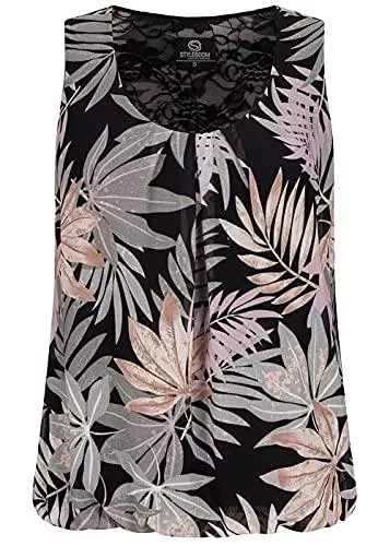 Styleboom Fashion® Ärmellose Blusen Styleboom Fashion® Damen Chiffon Top mit Spitze