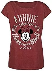 MICKEY MOUSE T-Shirts Micky Maus Minni Maus - Bows Frauen T-Shirt rot meliert Disney, Fan-Merch