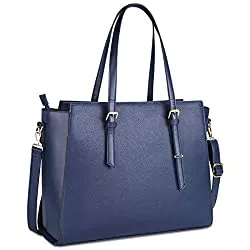 NEWHEY Taschen & Rucksäcke NEWHEY Handtasche Damen Shopper Damen Große Blau Gross Laptop Tasche 15.6 Zoll Elegant Leder Umhängetasche für Büro Arbeit Business Schule