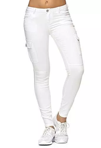 EGOMAXX Jeans EGOMAXX Damen Treggings Cargo Stretch Skinny Jeans Hose Denim Röhrenjeans