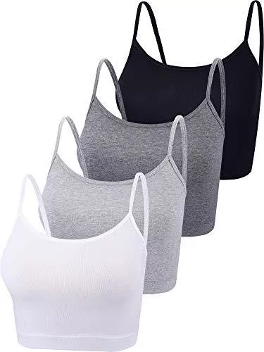 Boao Tops 4 Stück Basic Crop Tank Tops Ärmelloses Racerback Crop Sport Baumwoll Top für Damen