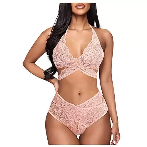 Bluecoolly Unterwäsche & Dessous Bluecoolly Damen Spitze Negligee Sexy Dessous Babydoll Strapse Set Reizwäsche Set Push Up BH und Spitzen Sexy Panties Unterwäsche Frauen Lingerie Sex Set