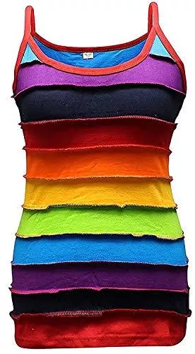 SHOPOHOLIC FASHION Tops SHOPOHOLIC FASHION Regenbogen Gestreift Tank Top Bunt Hippie Damen Top
