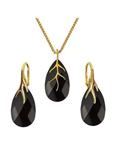 Crystals&amp;Stones Schmuck *Beforya Paris* *MANDEL* - Silber 925 Vergoldet 24K - Damen SchmuckSet *44 Colors*- Schmuck mit Kristallen von Swarovski Elements - Ohrringe und Halskette mit Geschenkbox BAP39