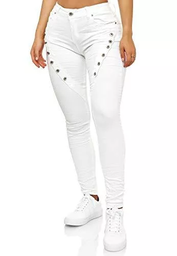 Elara Jeans Elara Damen Jeans Boyfriend Knopfleiste Chunkyrayan